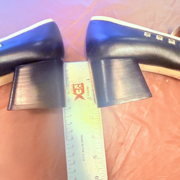 Tory Burch Perfect Black/Dulce De Leche Leather Studded Loafer Heel Size 5 $350 - Picture 12 of 14